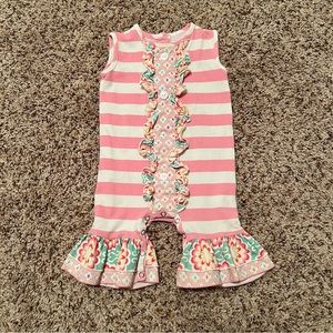 Ric Rac & Ruffles pink and white stripe romper